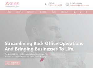 How aspireglobus.com looks like on a tablet such as an iPad.