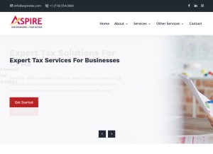 How aspiretax.com looks like on a tablet such as an iPad.