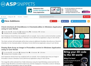 How aspsnippets.com looks like on a tablet such as an iPad.