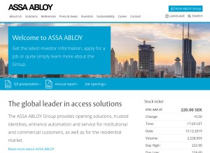 How assaabloy.com looks like on a tablet such as an iPad.