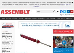 How assemblymag.com looks like on a tablet such as an iPad.