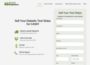How assistdiabetics.com looks like on a tablet such as an iPad.