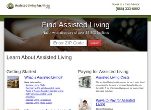 How assistedlivingfacilities.org looks like on a tablet such as an iPad.