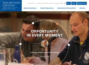 How assumption.edu looks like on a tablet such as an iPad.
