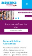 How assurancewireless.com looks like on a mobile device such as an iPhone.