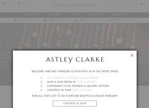 How astleyclarke.com looks like on a tablet such as an iPad.