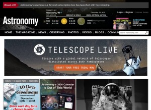 How astronomy.com looks like on a tablet such as an iPad.