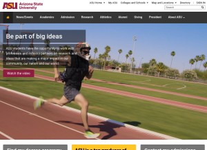 How asu.edu looks like on a tablet such as an iPad.
