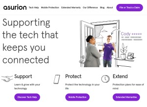 How asurion.com looks like on a tablet such as an iPad.