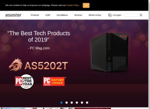How asustor.com looks like on a tablet such as an iPad.