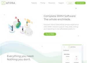How atera.com looks like on a tablet such as an iPad.