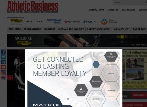 How athleticbusiness.com looks like on a tablet such as an iPad.