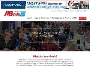 How athleticbusinessconference.com looks like on a tablet such as an iPad.