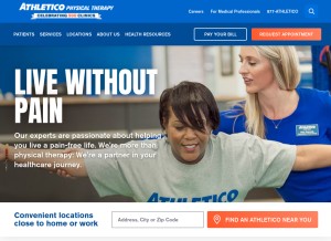 How athletico.com looks like on a tablet such as an iPad.