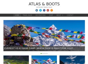 How atlasandboots.com looks like on a tablet such as an iPad.