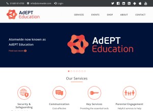 How atomwide.com looks like on a tablet such as an iPad.