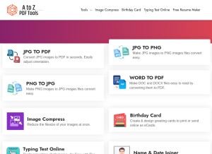 How atozpdftools.com looks like on a tablet such as an iPad.