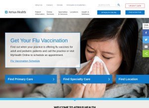 How atriushealth.org looks like on a tablet such as an iPad.