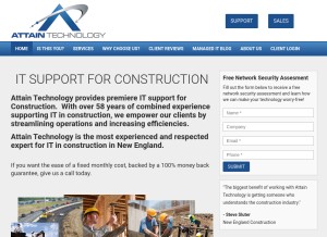 How attaintechnology.com looks like on a tablet such as an iPad.