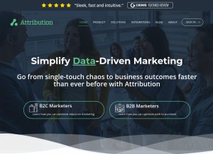How attributionapp.com looks like on a tablet such as an iPad.