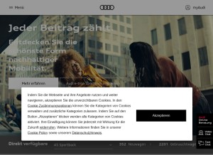How audi.de looks like on a tablet such as an iPad.