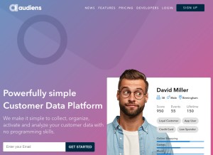 How audiens.com looks like on a tablet such as an iPad.