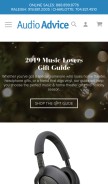 How audioadvice.com looks like on a mobile device such as an iPhone.