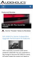How audioholics.com looks like on a mobile device such as an iPhone.