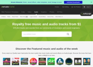 How audiojungle.net looks like on a tablet such as an iPad.