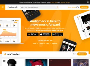How audiomack.com looks like on a tablet such as an iPad.