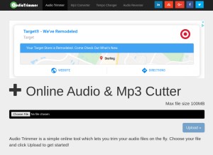 How audiotrimmer.com looks like on a tablet such as an iPad.