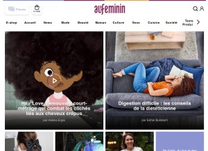 How aufeminin.com looks like on a tablet such as an iPad.