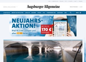 How augsburger-allgemeine.de looks like on a tablet such as an iPad.
