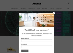 How august-shop.com looks like on a tablet such as an iPad.