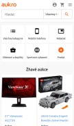 How aukro.cz looks like on a mobile device such as an iPhone.