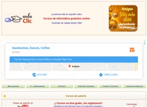 How aulaclic.es looks like on a tablet such as an iPad.