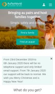 How aupairworld.com looks like on a mobile device such as an iPhone.