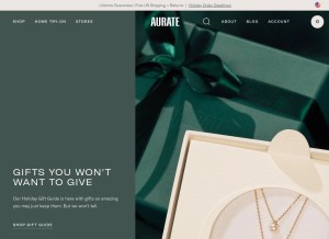 How auratenewyork.com looks like on a tablet such as an iPad.