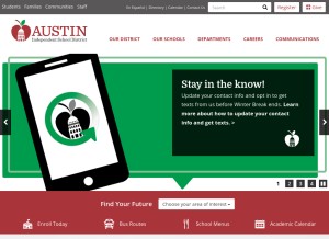 How austinisd.org looks like on a tablet such as an iPad.