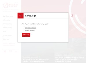 How austriansurfing.at looks like on a tablet such as an iPad.