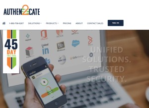 How authen2cate.com looks like on a tablet such as an iPad.