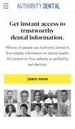 How authoritydental.org looks like on a mobile device such as an iPhone.