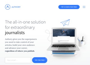 How authory.com looks like on a tablet such as an iPad.
