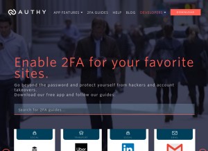 How authy.com looks like on a tablet such as an iPad.