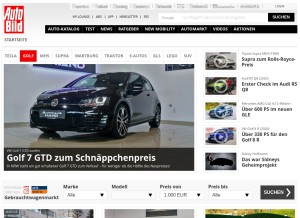 How auto-bild.de looks like on a tablet such as an iPad.