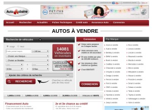 How autoaubaine.com looks like on a tablet such as an iPad.