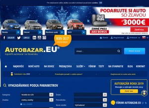 How autobazar.eu looks like on a tablet such as an iPad.
