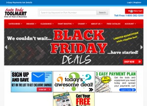 How autobodytoolmart.com looks like on a tablet such as an iPad.