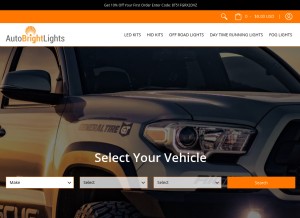 How autobrightlights.com looks like on a tablet such as an iPad.
