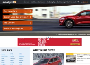 How autobytel.com looks like on a tablet such as an iPad.